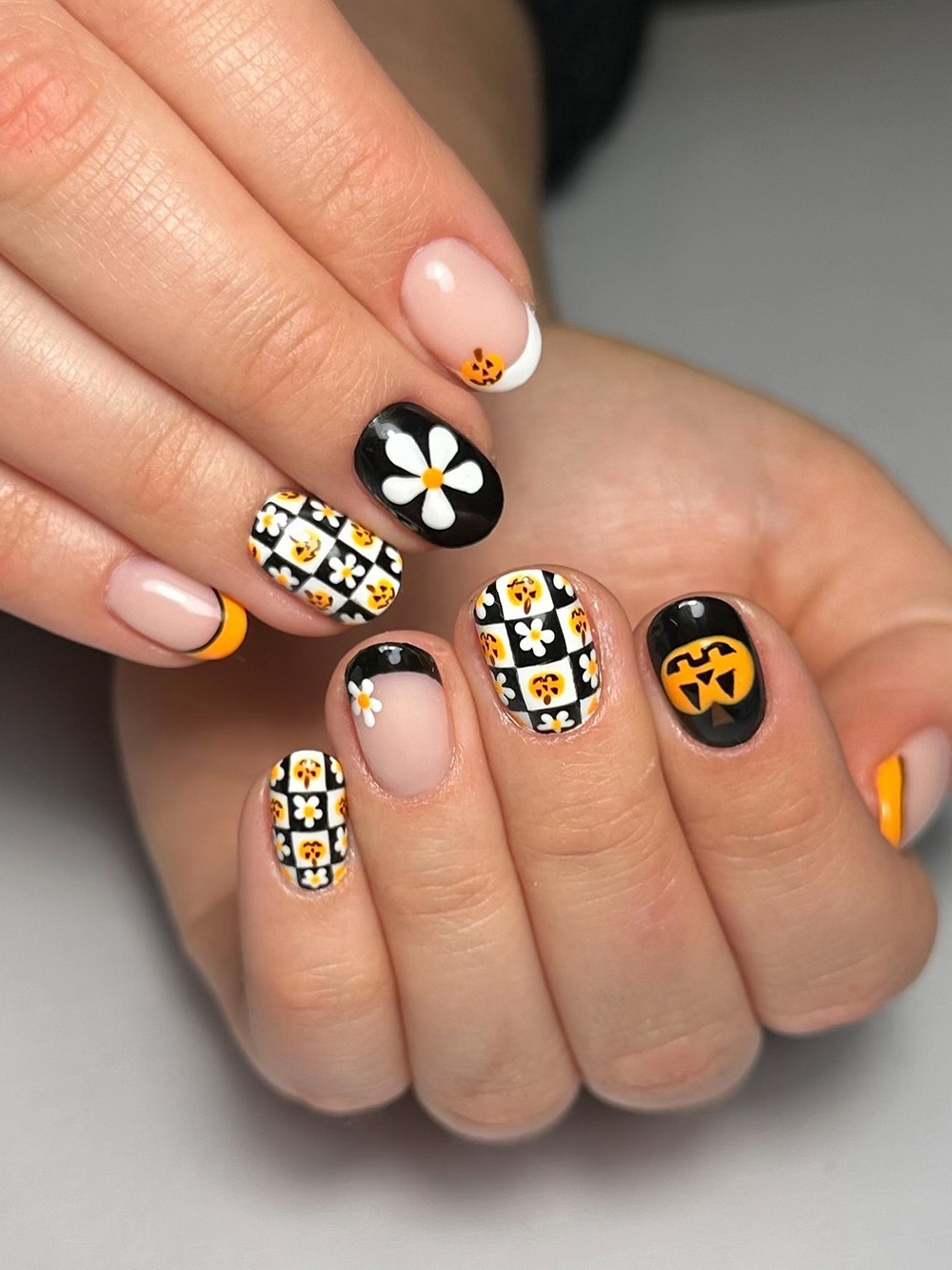 Flower Halloween Nails