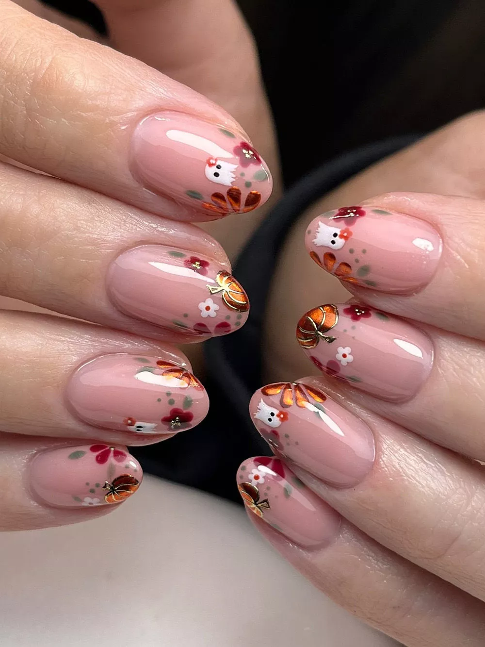 Cute Halloween Pumpkin Nails
