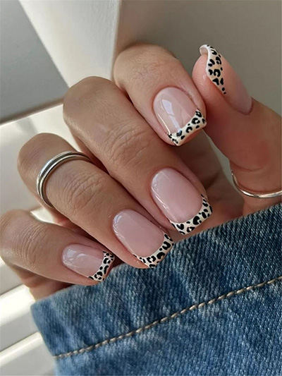 Leopard French Tips Manicure