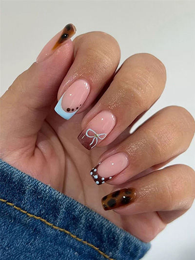 Brunette, Chocolate and Glass Yellow colour combo Nail Art