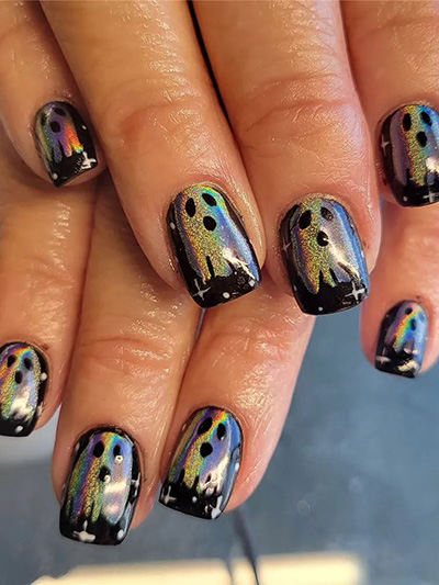 Chrome ghost nail design